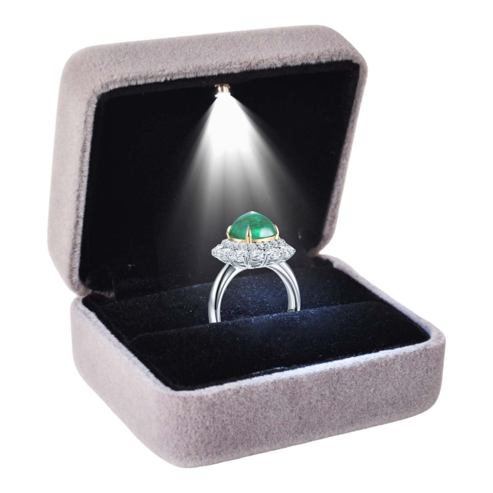 Homirty Homirty Ringschatulle mit LED | Beleuchtete Ringbox für Hochzeiten | Ringschachtel mit LED Licht (Grau)